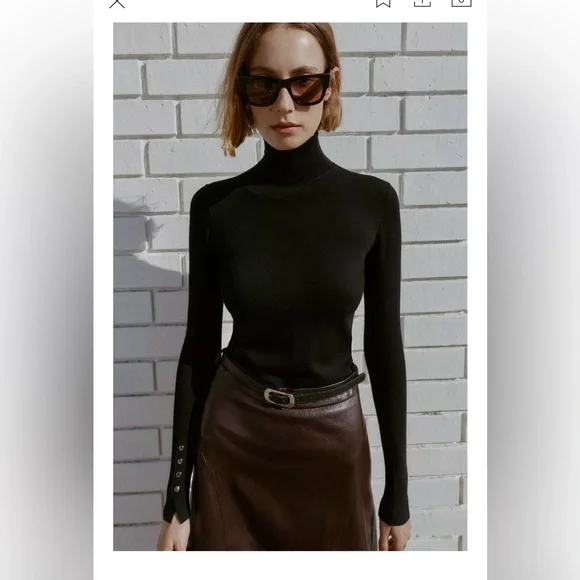 Zara Plain Knit Pink Turtleneck - Picture 6 of 9